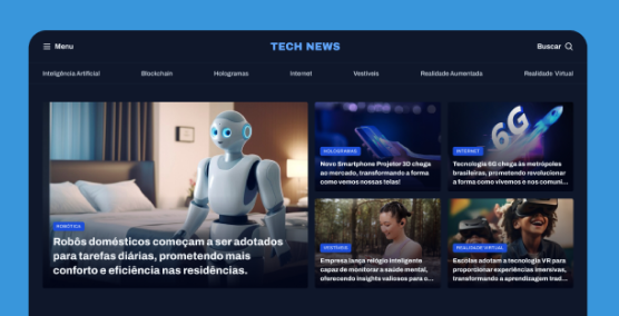 captura do projeto tech news
